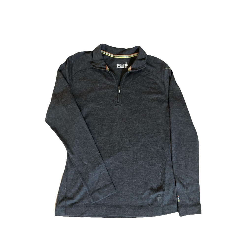 Smartwool Merino Wool 1/4 Zip Base Layer Pullover Women's XL Black Long Sleeve